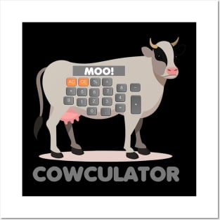 Algebra Math Calculator Funny Problem Solver Cow Moo Posters and Art